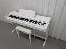 Load image into Gallery viewer, Yamaha Arius YDP-145 digital piano and stool in satin white finish stock nr 26400
