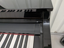 Load image into Gallery viewer, Roland HP103e digital piano and stool in polished glossy black stock #26405
