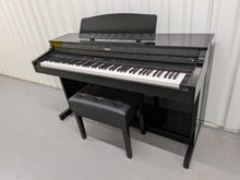 Load image into Gallery viewer, Roland HP103e digital piano and stool in polished glossy black stock #26405
