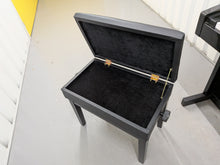 Load image into Gallery viewer, Roland HP103e digital piano and stool in polished glossy black stock #26405
