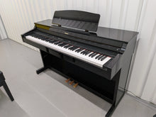 Load image into Gallery viewer, Roland HP103e digital piano and stool in polished glossy black stock #26405
