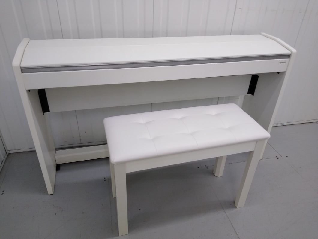Roland F130R Digital Piano in white with matching colour stool stock # 22136