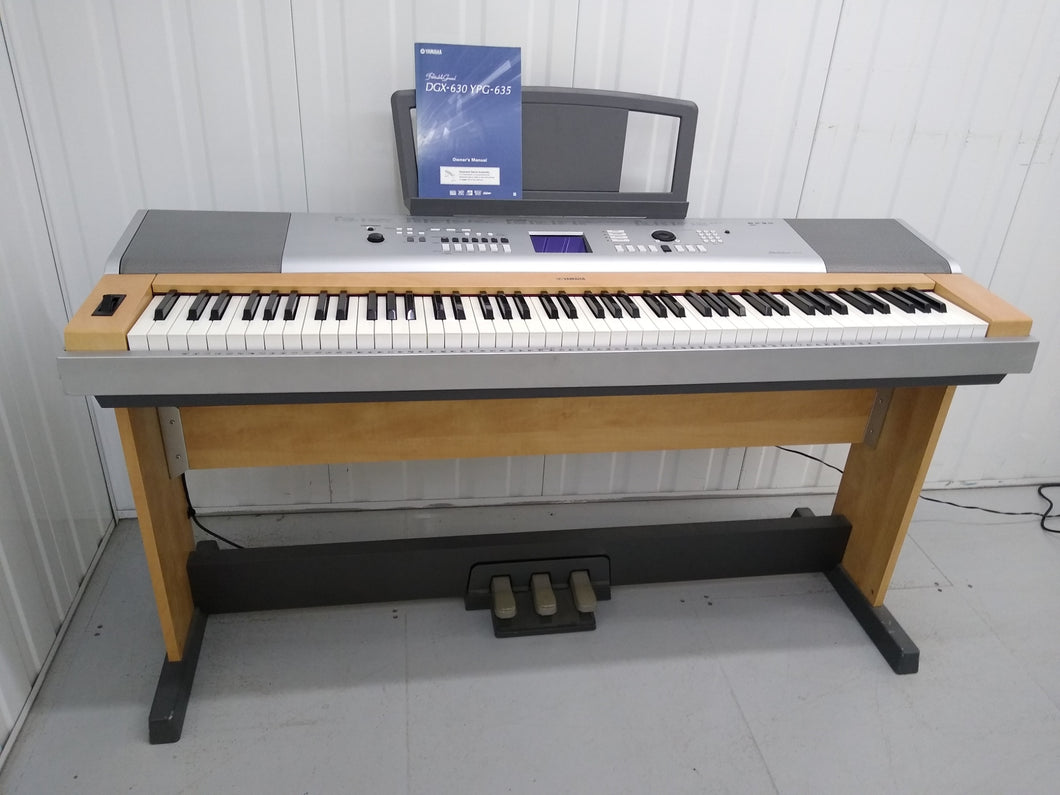 Yamaha DGX-630 88 Key Weighted Keys Portable Grand, stand 3 pedals stock # 22206