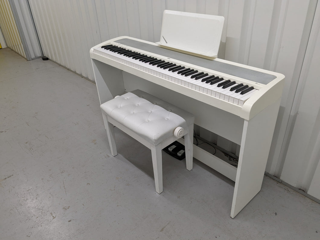 Korg B1 digital piano / keyboard with stand and 3 pedals in white stock # 22322