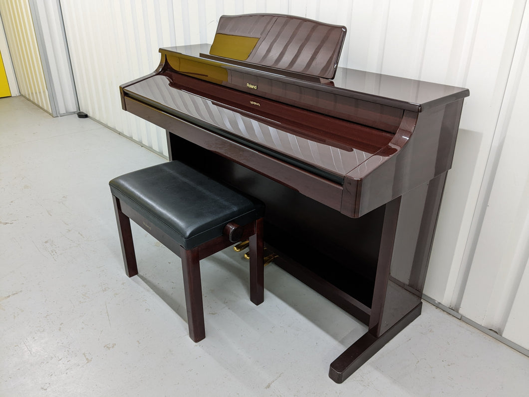 Roland KR-575 Intelligent Digital Piano / arranger glossy mahogany stock # 22381