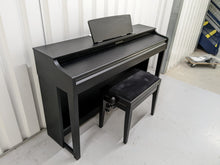 Load image into Gallery viewer, Yamaha clavinova CLP-525 digital piano and stool in satin black stock # 22378
