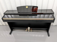 Load image into Gallery viewer, Yamaha Clavinova CLP-220PE Digital Piano and stool in glossy black stock # 23051
