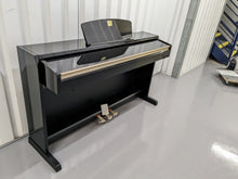 Load image into Gallery viewer, Yamaha Clavinova CLP-220PE Digital Piano and stool in glossy black stock # 23051
