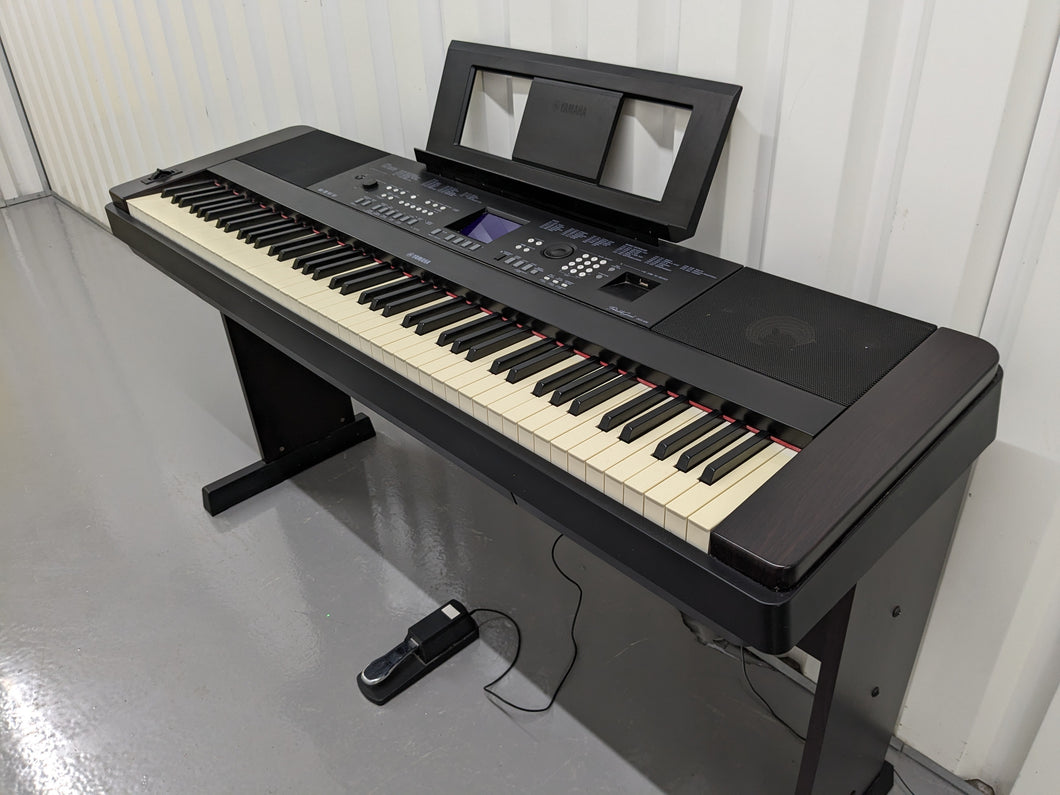 Yamaha DGX-650 black  / rosewood portable grand piano keyboard and stand stock #23088