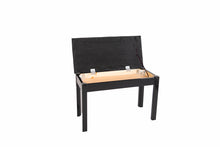 Load image into Gallery viewer, Extra wide piano stool in glossy black colour with storage for music
