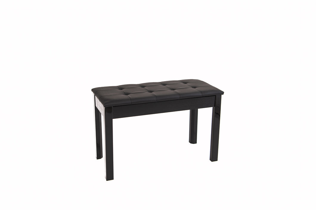 Extra wide piano stool in glossy black colour with storage for music