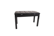 Load image into Gallery viewer, Extra wide piano stool in glossy black colour with storage for music
