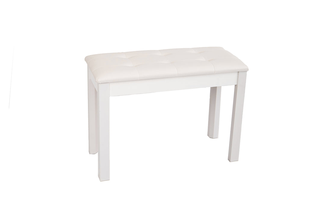 Extra wide piano stool in glossy white colour with storage for music