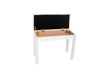 Load image into Gallery viewer, Extra wide piano stool in glossy white colour with storage for music
