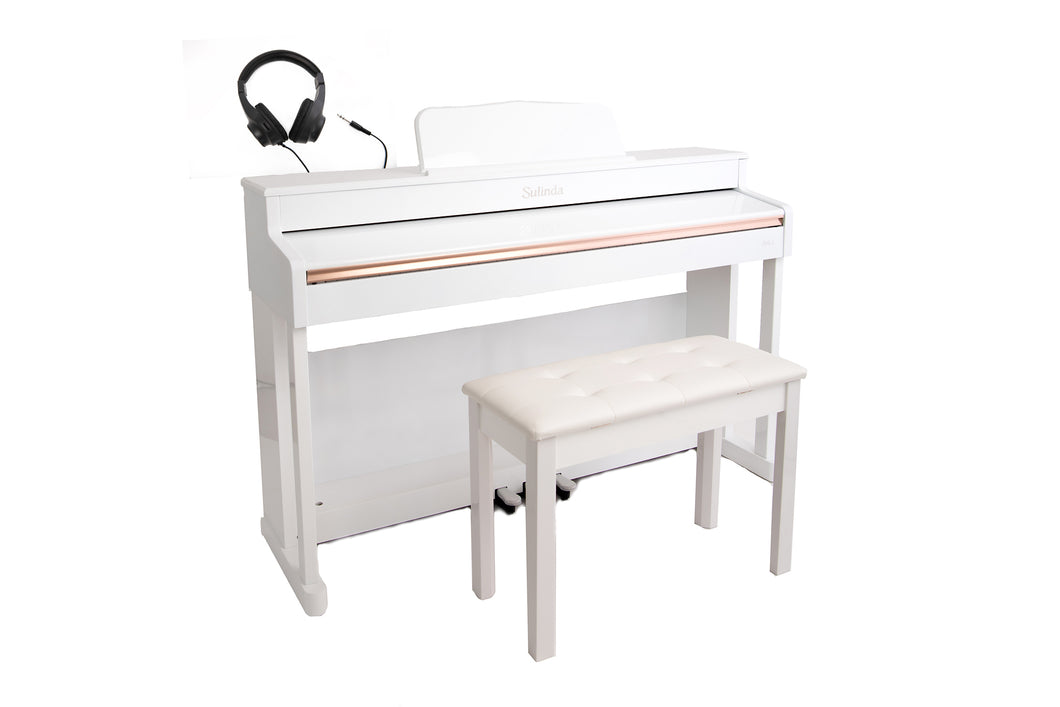 Sulinda Aria 1 Digital Piano in High Gloss Polished White + Matching Stool + Headphones